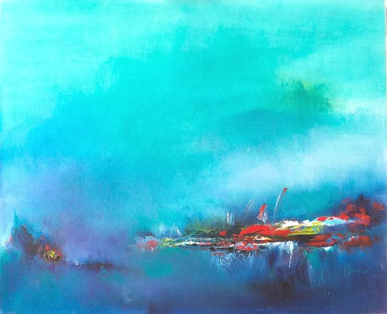 Tableau Abstrait Bleu 86 “Mirage Brumeux”
