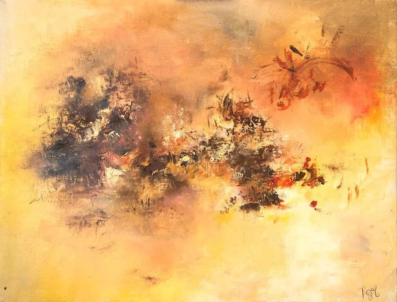 Tableau Abstrait Jaune 32 "Ambre"