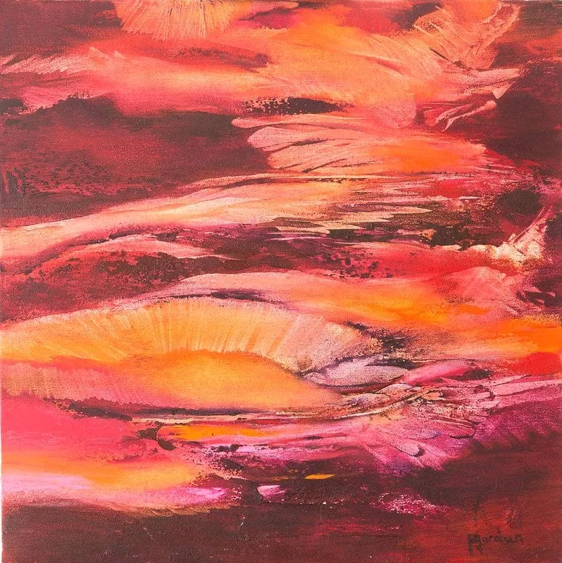 Tableau Abstrait Rouge 101 “Caverne”