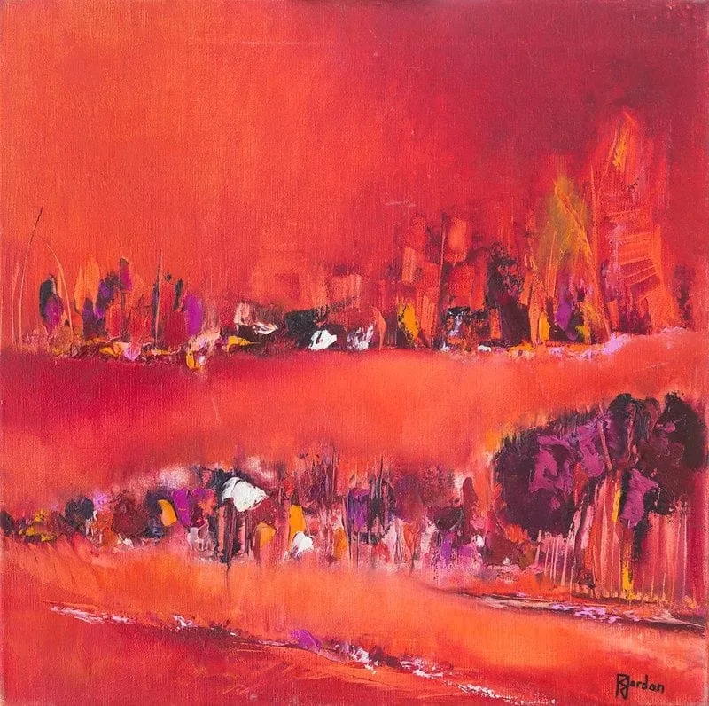 Tableau Abstrait Rouge 109 “Rivière”