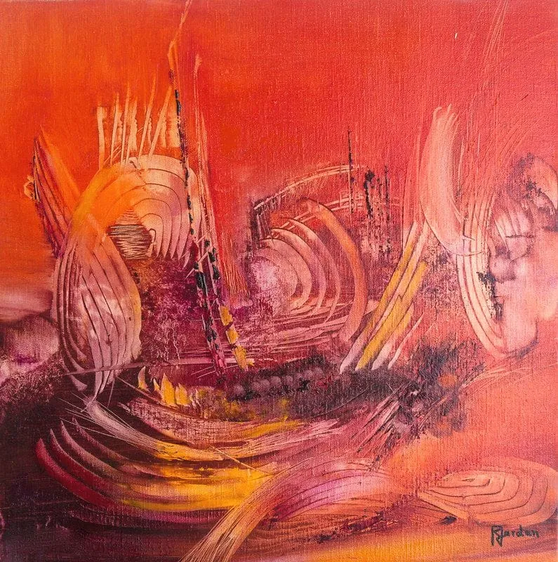 Tableau Abstrait Rouge 212 “Vibrations”