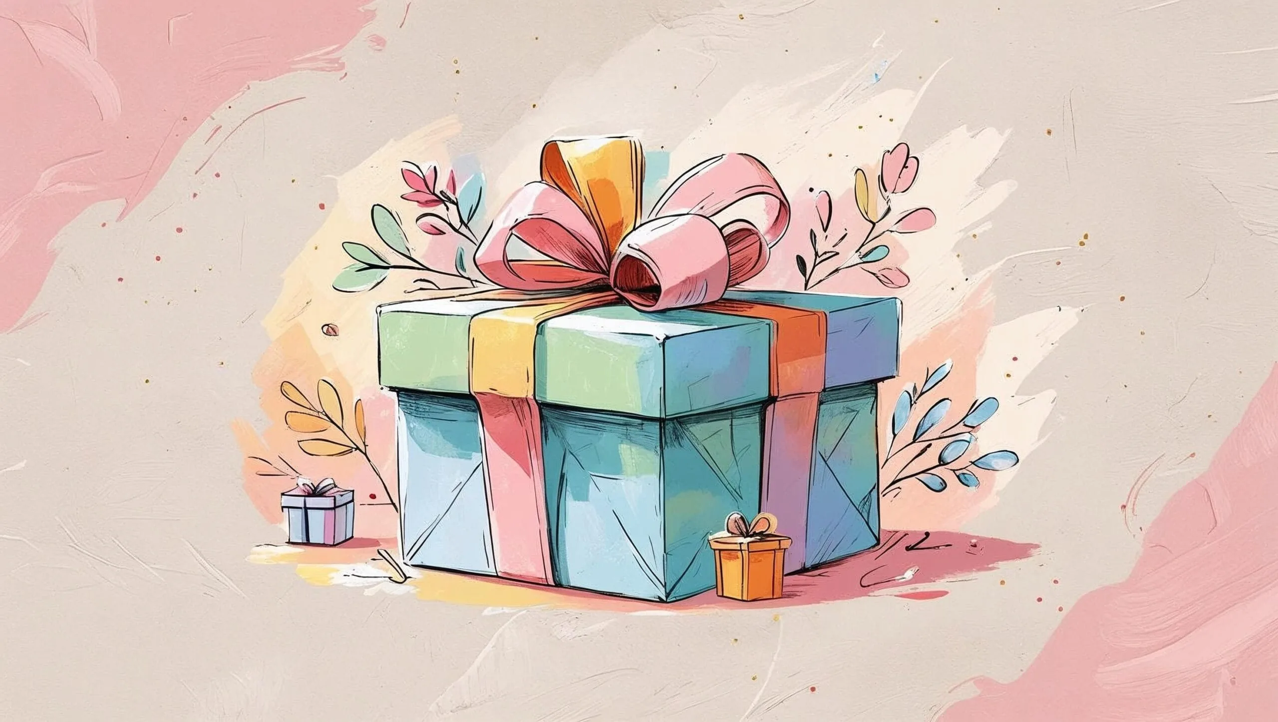 Farbenfrohes abstraktes Bild als persönliches Geschenk, sorgfältig vorbereitet