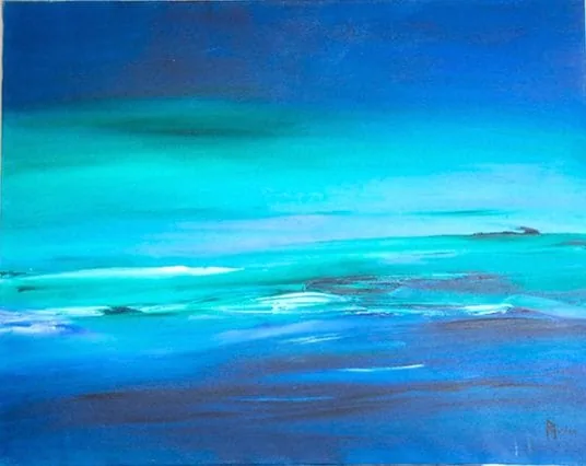Tableau Abstrait Bleu 195 ” Ligne Horizon”