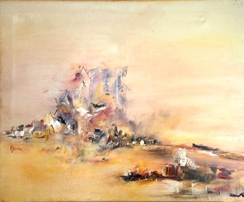 Tableau Abstrait Jaune 190 “Volcan Marin”