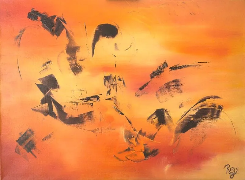 Tableau Abstrait Rouge 47 “Envol”