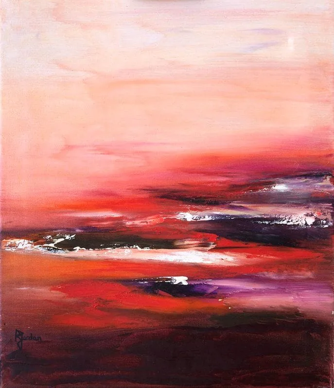 Tableau Abstrait Rouge 107 “Stabilité Irréel