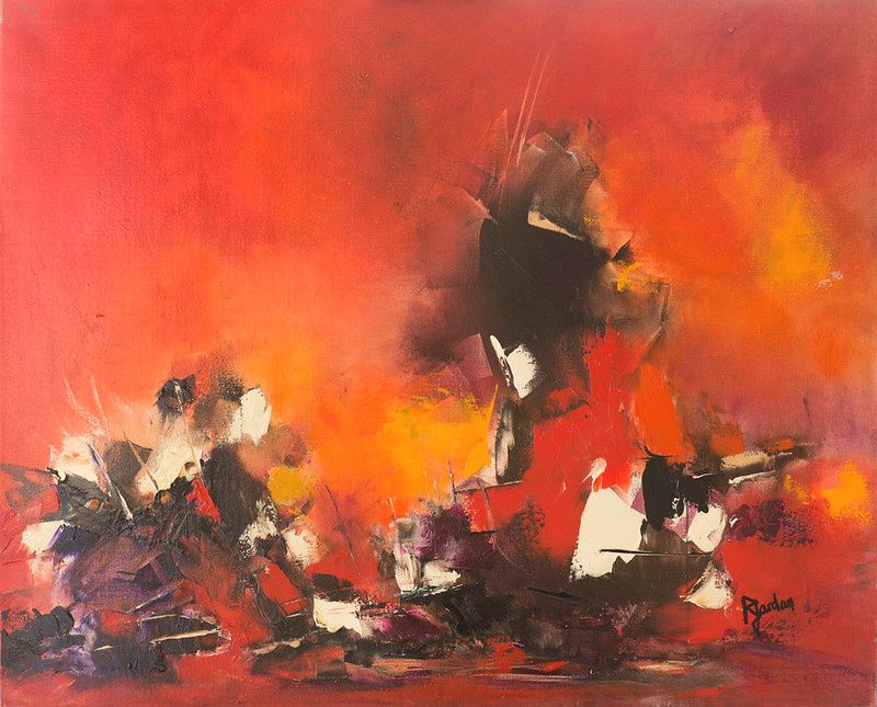 Cuadro Abstracto Rojo 87 “Trono de Fuego”