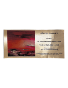 Affiche officielle de l’exposition d’art abstrait de Régine Gardan : une invitation à découvrir ses tableaux abstraits uniques, mêlant peinture abstraite moderne, toiles colorées vibrantes et expression artistique profonde. L’exposition révèle une série de toiles abstraites faites main, riches en émotions, en formes et en couleurs.