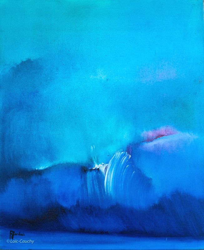 tableau abstrait bleu abysse