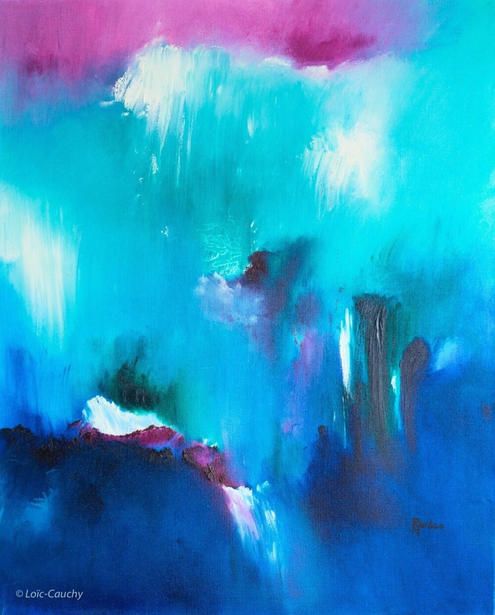 tableau abstrait bleu douceur