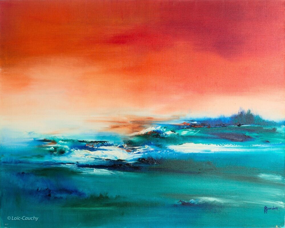 tableau abstrait bleu equilibre