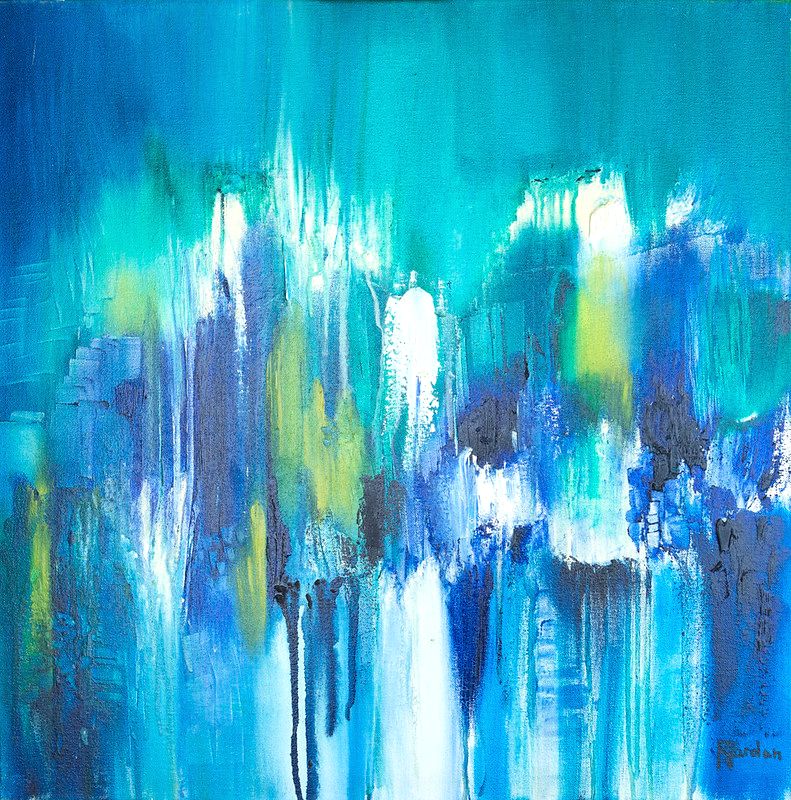 tableau abstrait bleu ere glaciaire