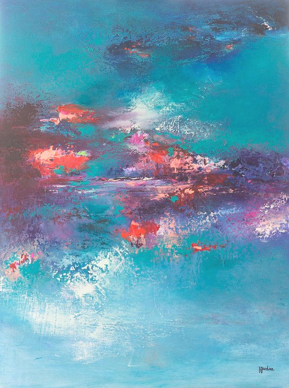 tableau abstrait bleu fleuve chaleureux