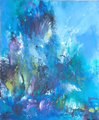 tableau abstrait bleu gardien