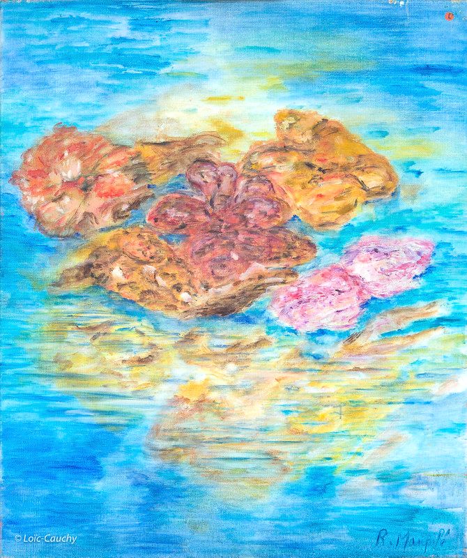 tableau abstrait bleu lotus