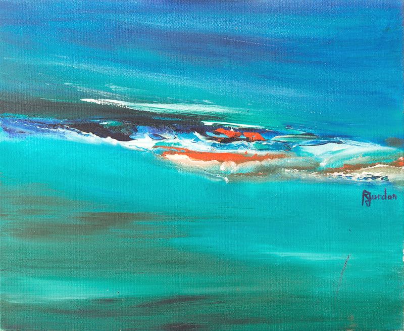 tableau abstrait bleu nage douce