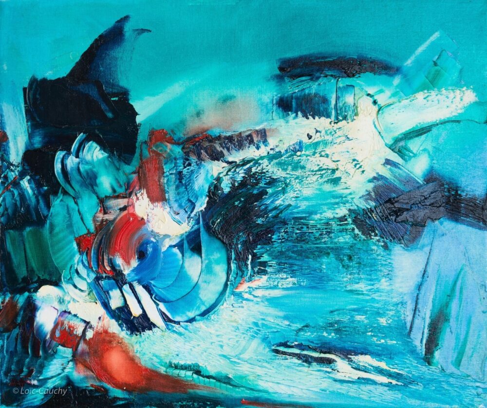 tableau abstrait bleu noctiluca