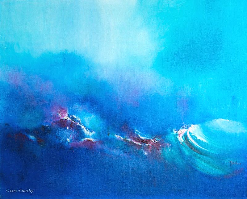 tableau abstrait bleu stratosphere