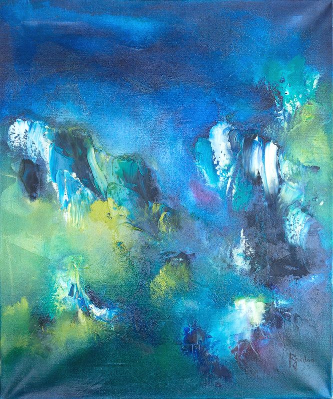 tableau abstrait bleu toundra