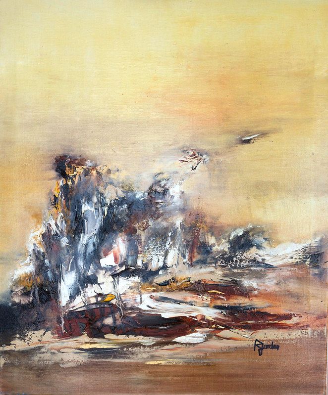 tableau abstrait jaune cap