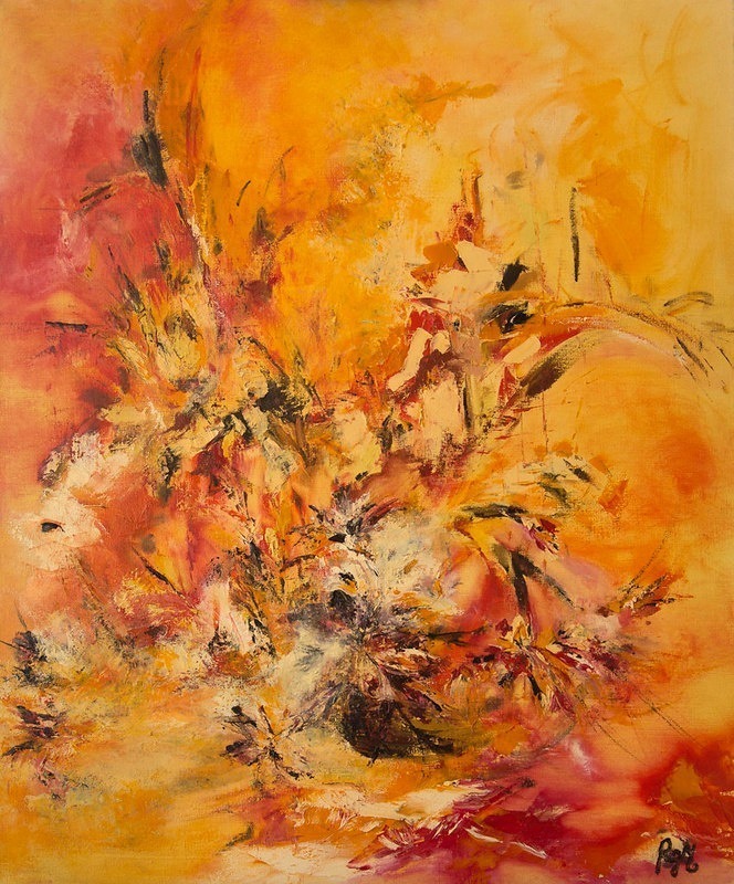 tableau abstrait jaune dragon