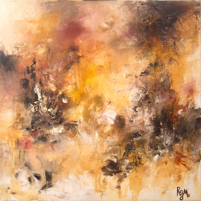 tableau abstrait jaune feu de camp