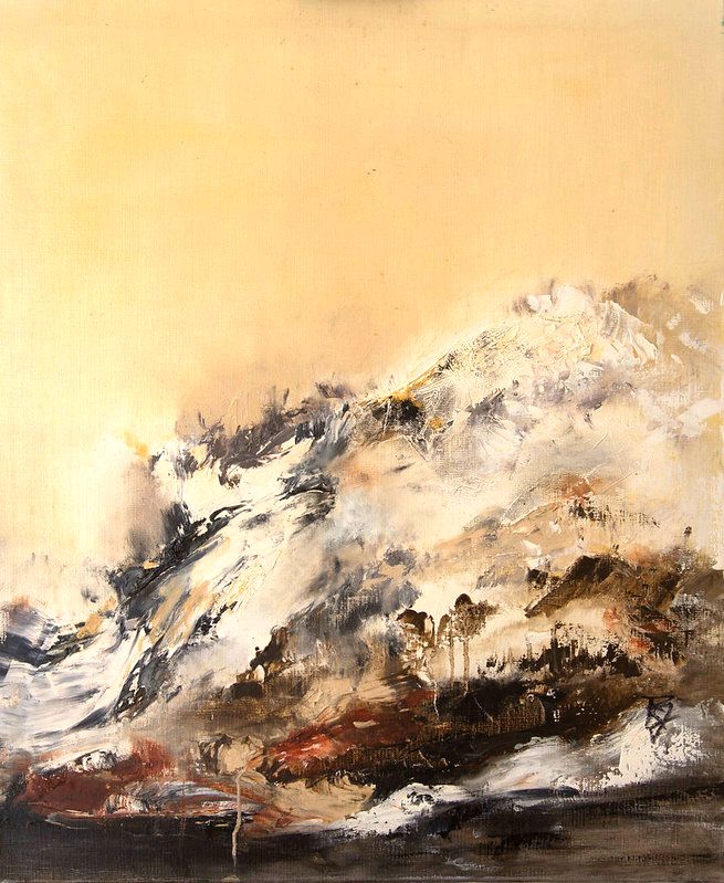 tableau abstrait jaune foret noire