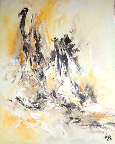 tableau abstrait jaune incarnation