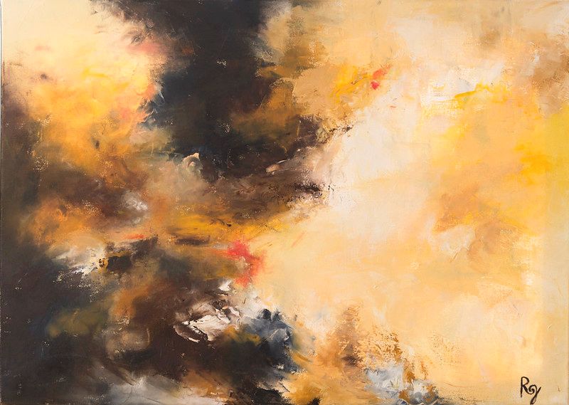 tableau abstrait jaune l espoir