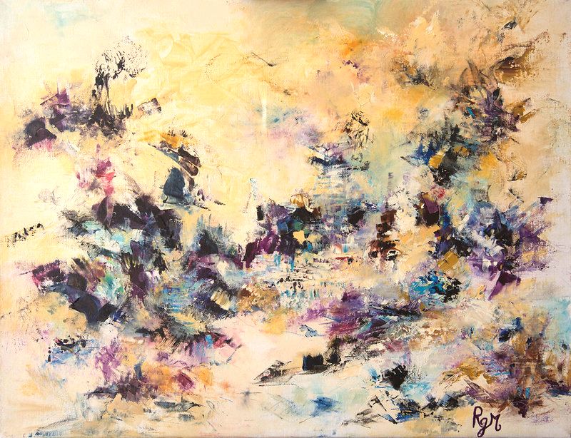 tableau abstrait jaune obsidienne