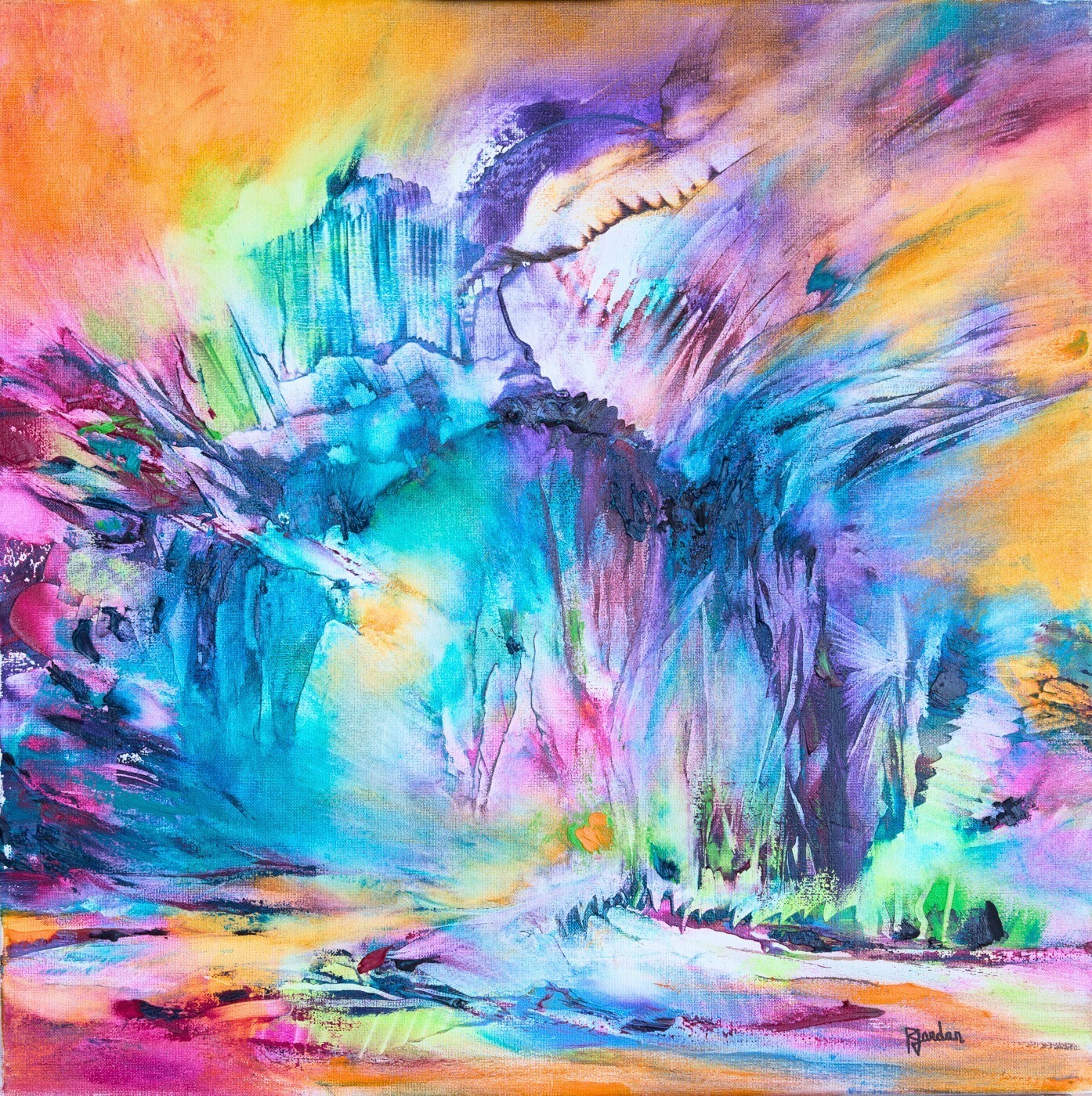 tableau abstrait multicolore big bang