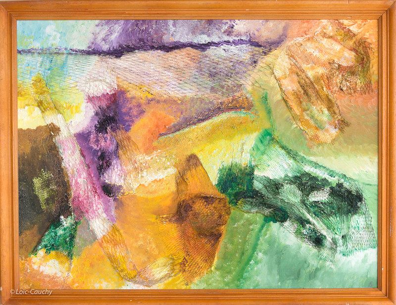 tableau abstrait multicolore dimensions