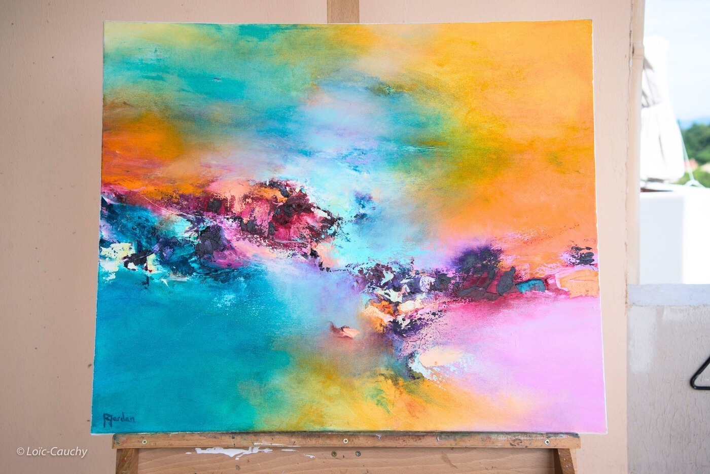 tableau abstrait multicolore grande barriere de corail