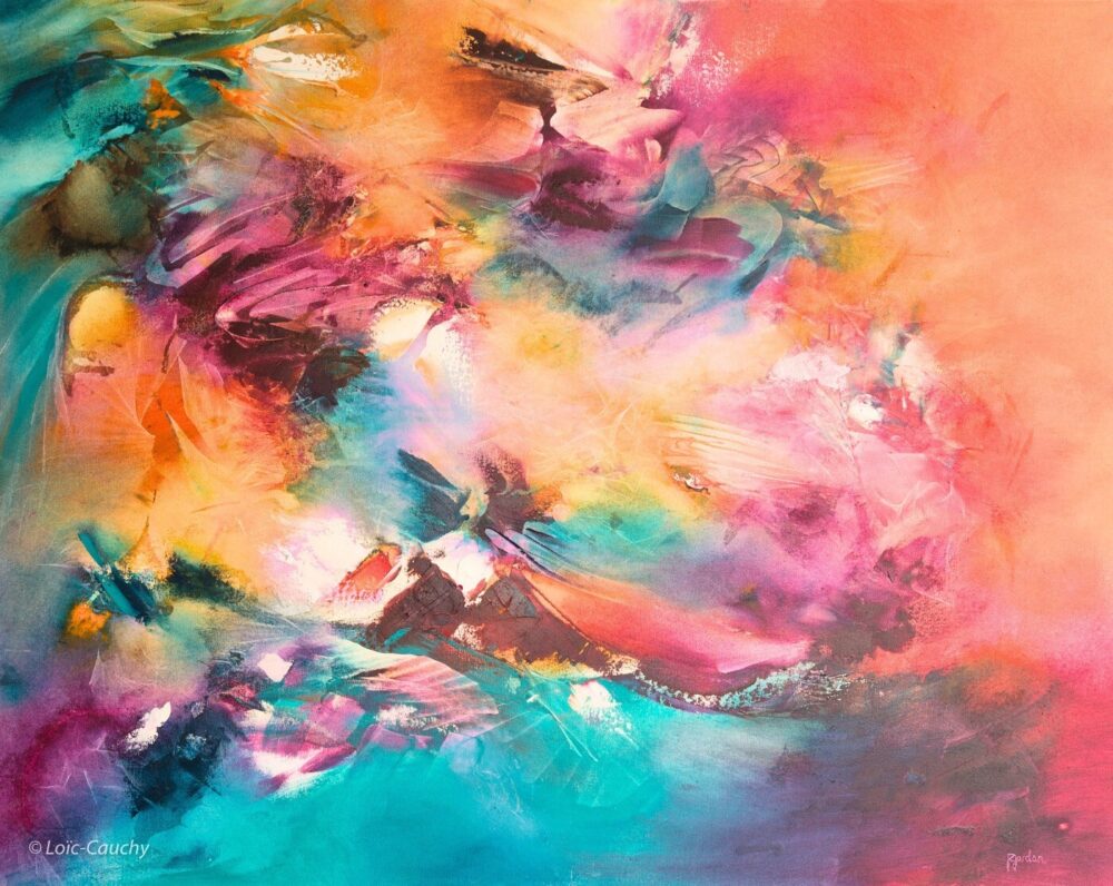 tableau abstrait multicolore idylle