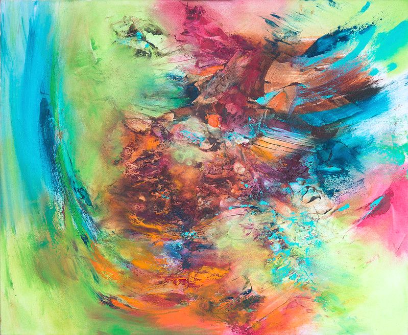 tableau abstrait multicolore illusion