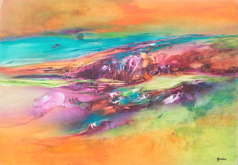 tableau abstrait multicolore montagne des 7 couleurs