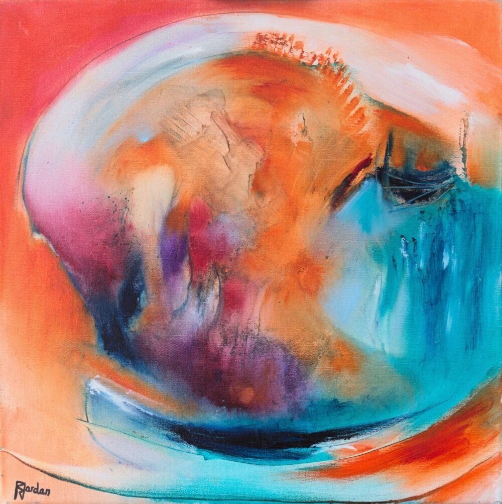 tableau abstrait multicolore poisson clown