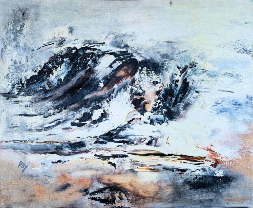 tableau abstrait noir et blanc antarctique