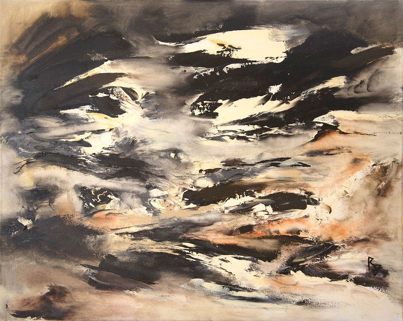 tableau abstrait noir et blanc ascension