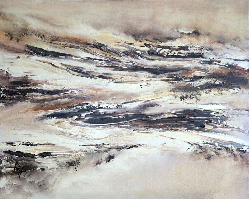 tableau abstrait noir et blanc desert rocheux