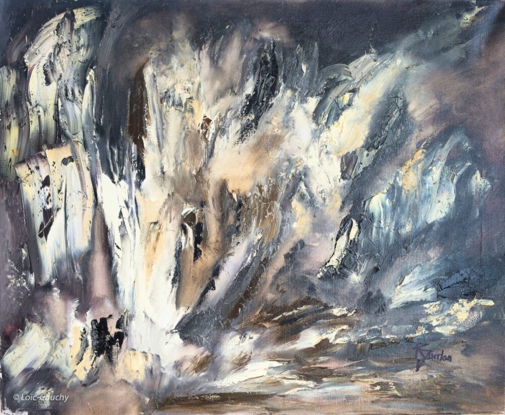 tableau abstrait noir et blanc emergence