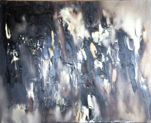 tableau abstrait noir et blanc fusion