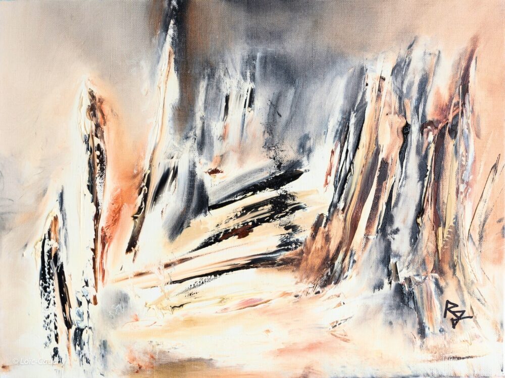 tableau abstrait noir et blanc grand canyon