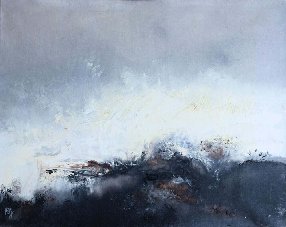 tableau abstrait noir et blanc himalaya