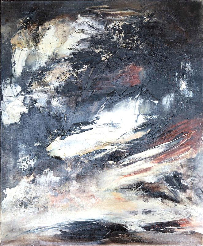 tableau abstrait noir et blanc mer de glace