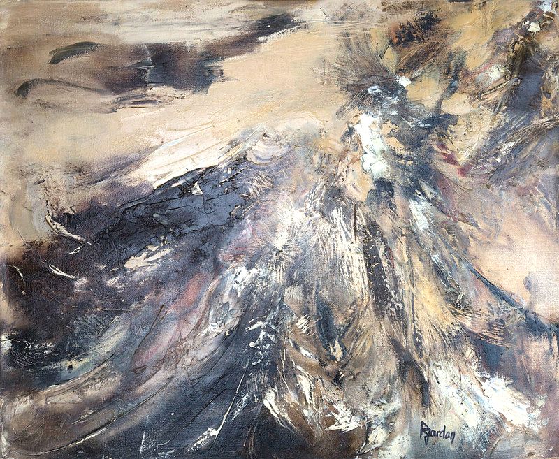 tableau abstrait noir et blanc plumes