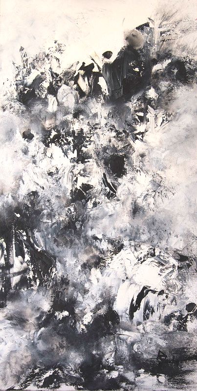 tableau abstrait noir et blanc presage