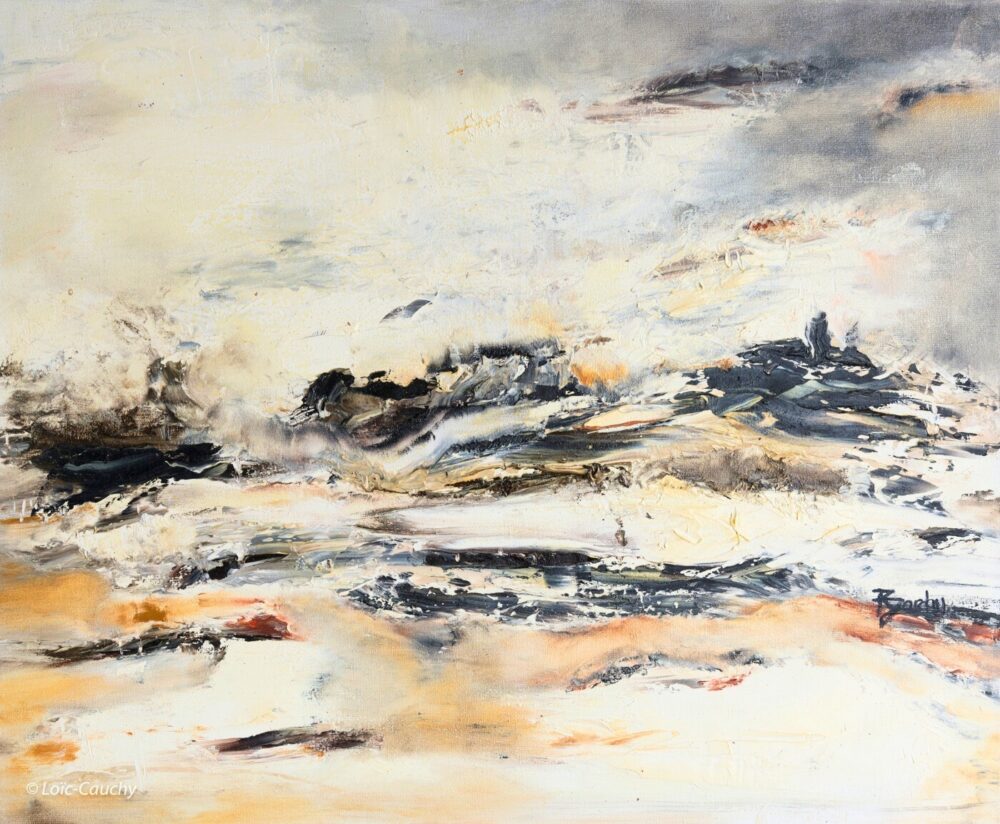 tableau abstrait noir et blanc pyrenees