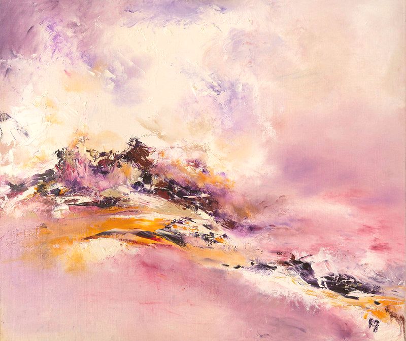 tableau abstrait rose ascension