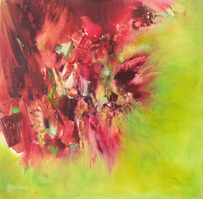 tableau abstrait rose espace temps